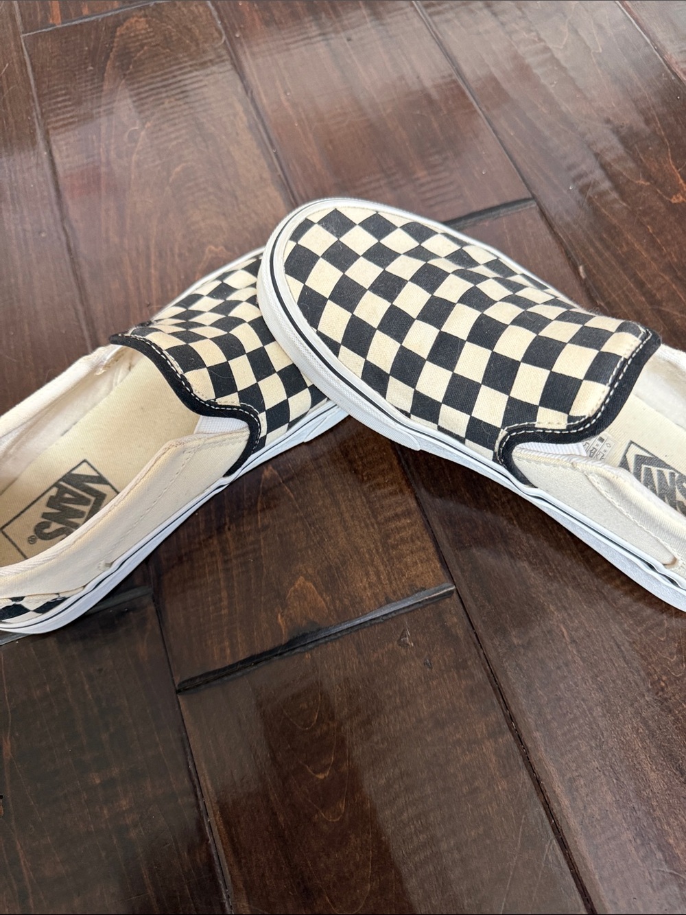Vans Checkerboard Slip-On Loafers in Black and Cream